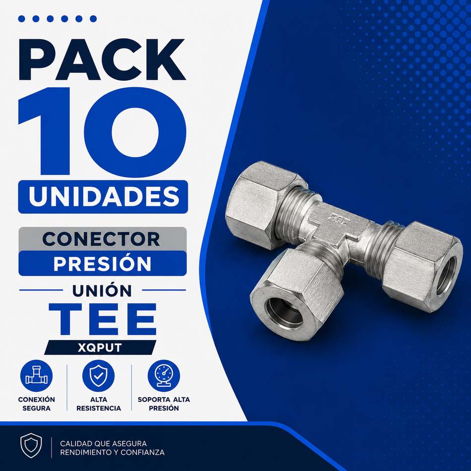 PACK 10 UNIDADES - CONECTOR PRESION UNION "TEE" XQPUT-06