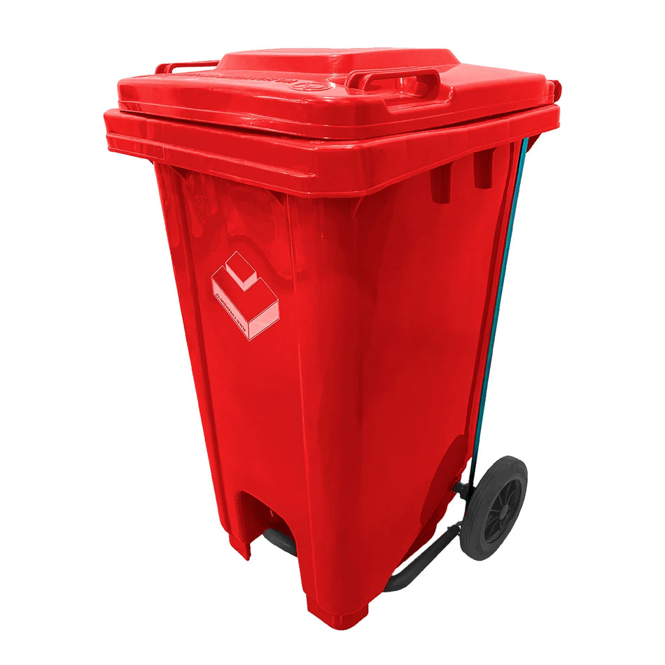 BASURERO 100LT C/RUEDA/PEDAL ROJO