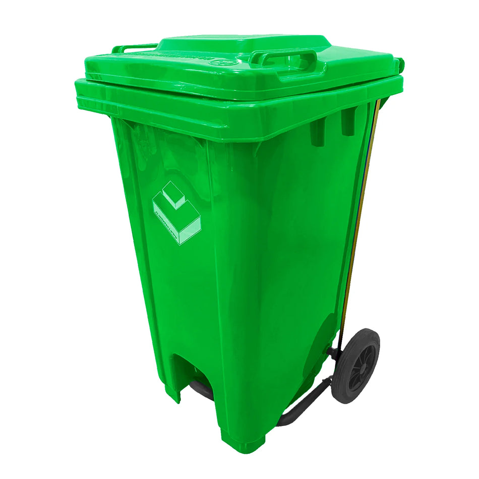 BASURERO 100LT C/RUEDA/PEDAL VERDE
