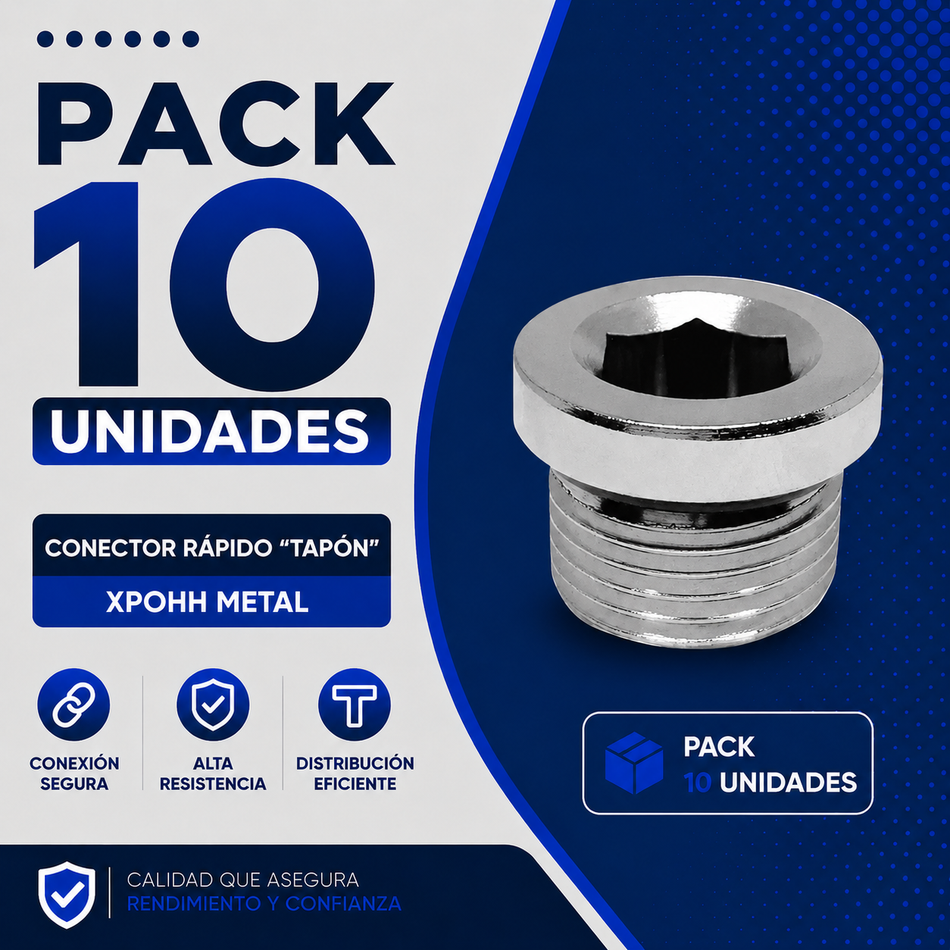 PACK 10 UNIDADES - CONECTOR RAPIDO "TAPON" HE 1/2 XPOHH-04 METAL