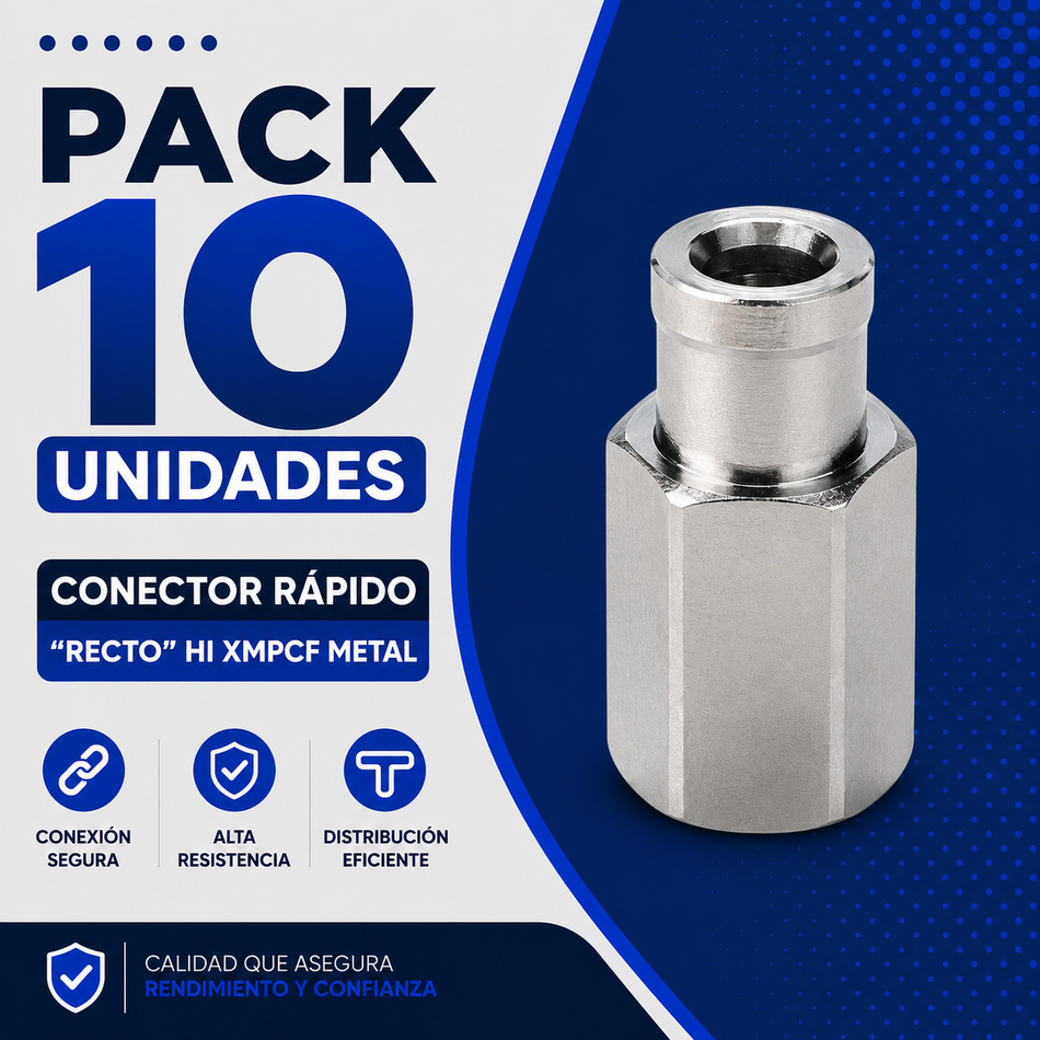 PACK 10 UNIDADES - CONECTOR RAPIDO "RECTO" HI 1/2 XMPCF-08-04 METAL
