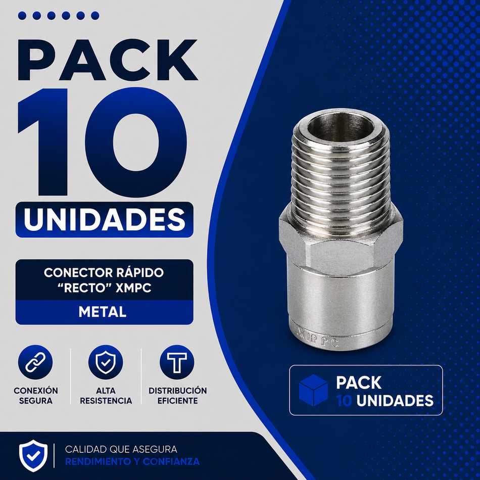 PACK 10 UNIDADES - CONECTOR RAPIDO "RECTO" HE 1/2 XMPC-08-04 METAL