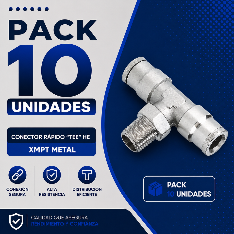 PACK 10 UNIDADES - CONECTOR RAPIDO "TEE" HE 1/4 XMPT-10-02 METAL