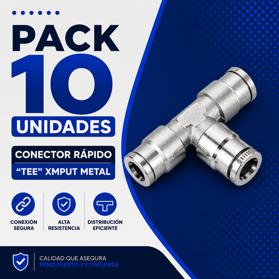 PACK 10 UNIDADES - CONECTOR RAPIDO "TEE" XMPUT-06 METAL