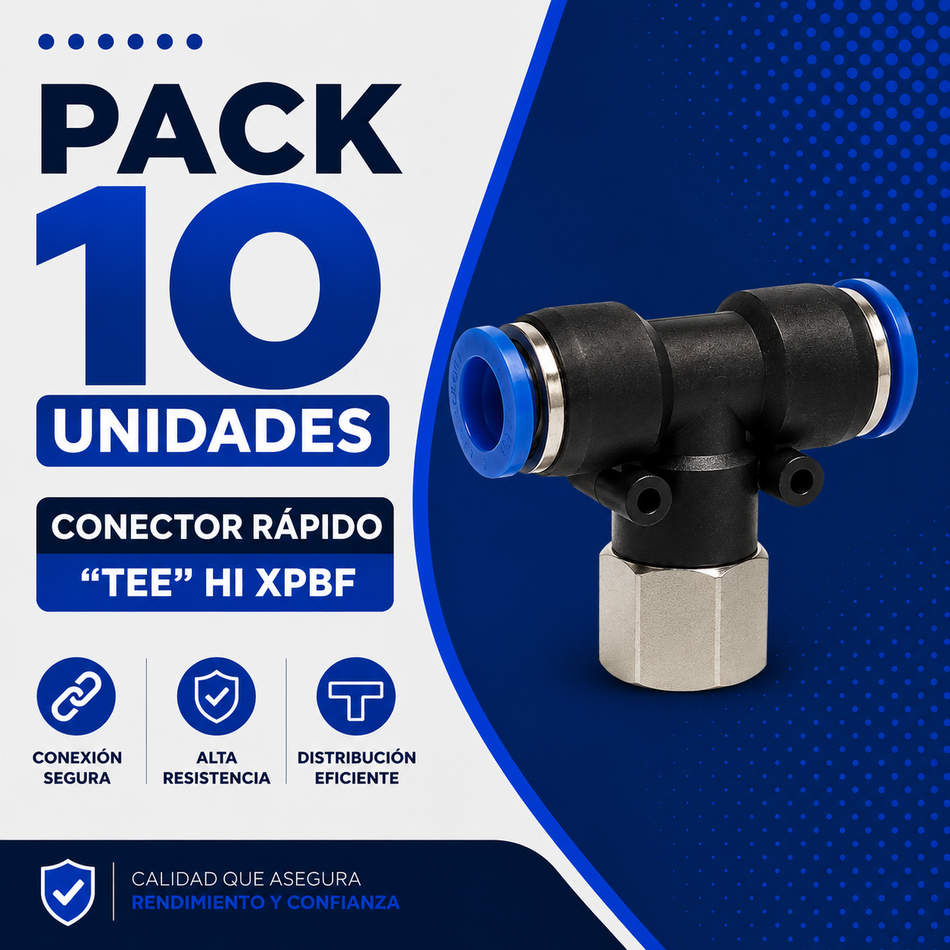 PACK 10 UNIDADES - CONECTOR RAPIDO "TEE " HI 1/2 XPBF-12-04