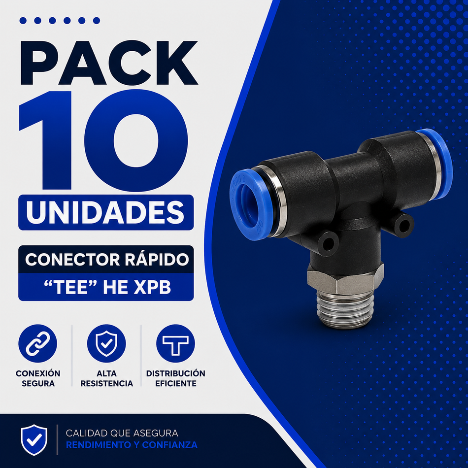 PACK 10 UNIDADES - CONECTOR RAPIDO "TEE" HE 1/4 XPB-06-02