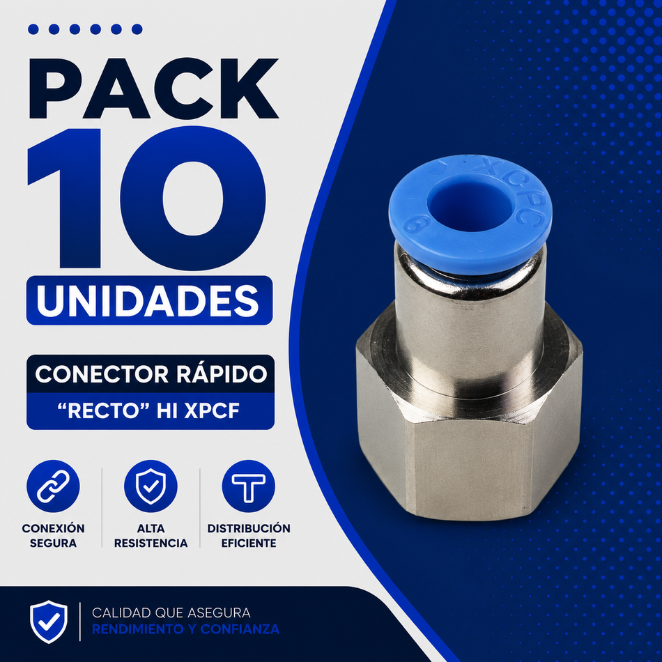 PACK 10 UNIDADES - CONECTOR RAPIDO "RECTO" HI 1/2 XPCF-08-04