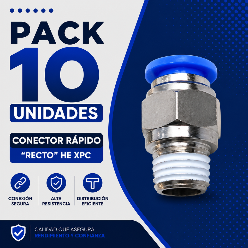 PACK 10 UNIDADES - CONECTOR RAPIDO "RECTO" HE 1/2 XPC-10-04