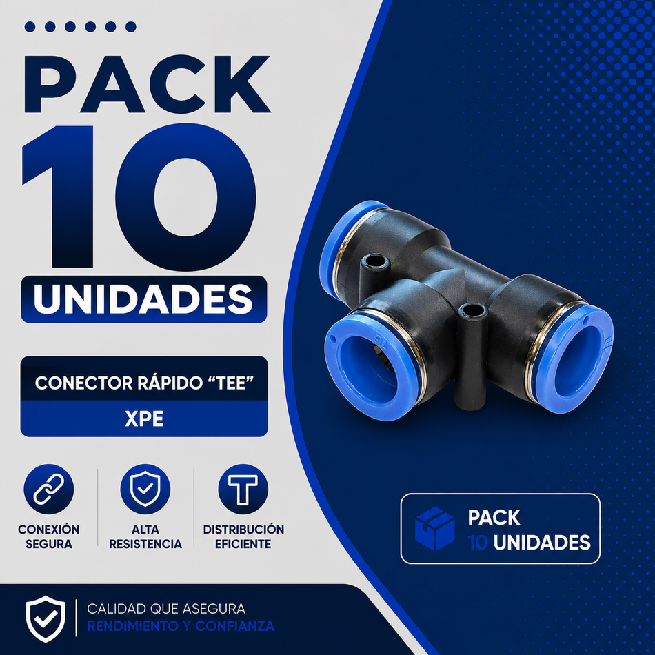 PACK 10 UNIDADES - CONECTOR RAPIDO "TEE" XPE-06