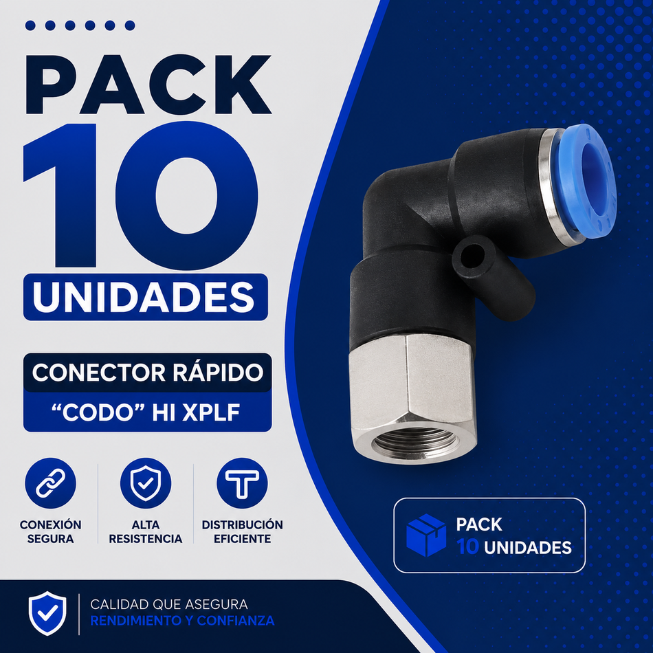 PACK 10 UNIDADES - CONECTOR RAPIDO "CODO" HI 1/2 XPLF-08-04