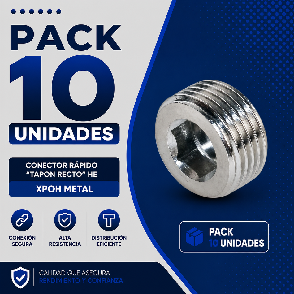 PACK 10 UNIDADES - CONECTOR RAPIDO "TAPON RECTO" HE 1/2 XPOH-04 METAL