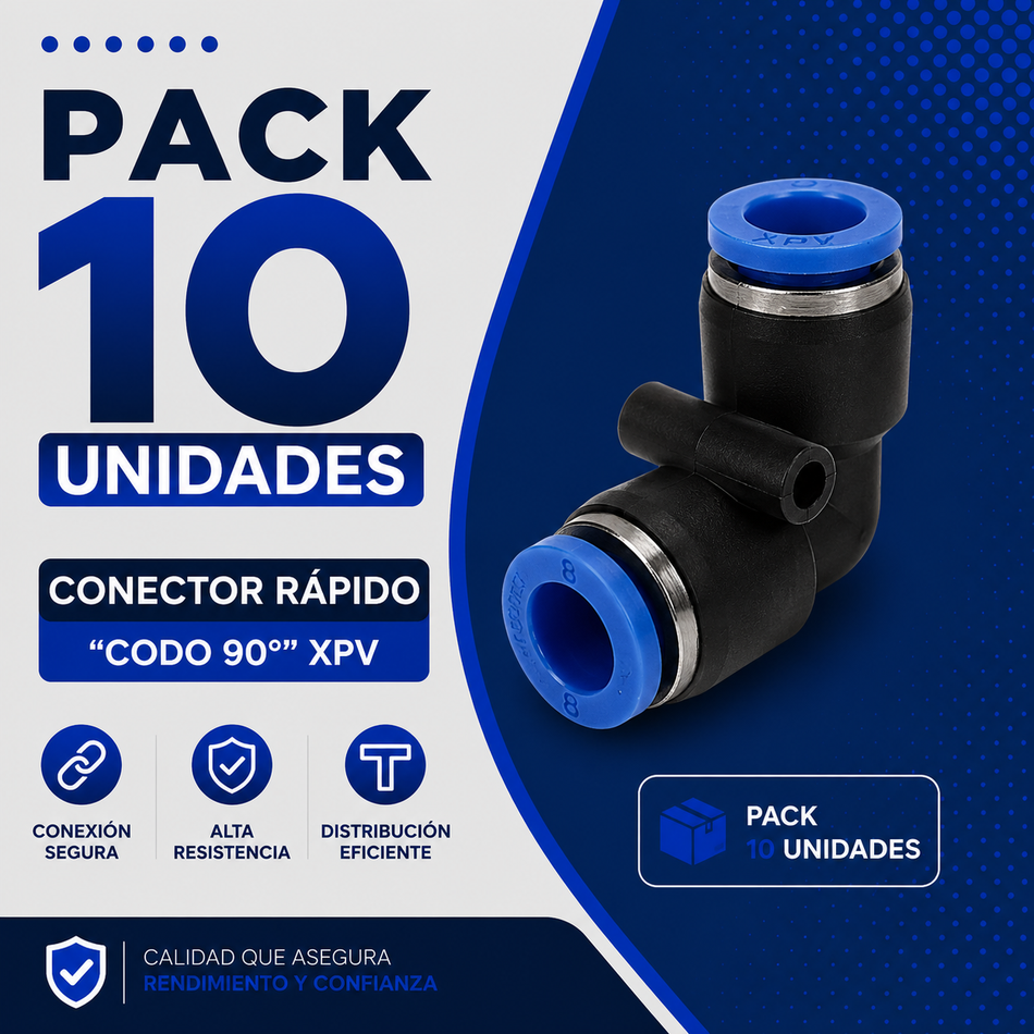 PACK 10 UNIDADES - CONECTOR RAPIDO "CODO 90°" XPV-06