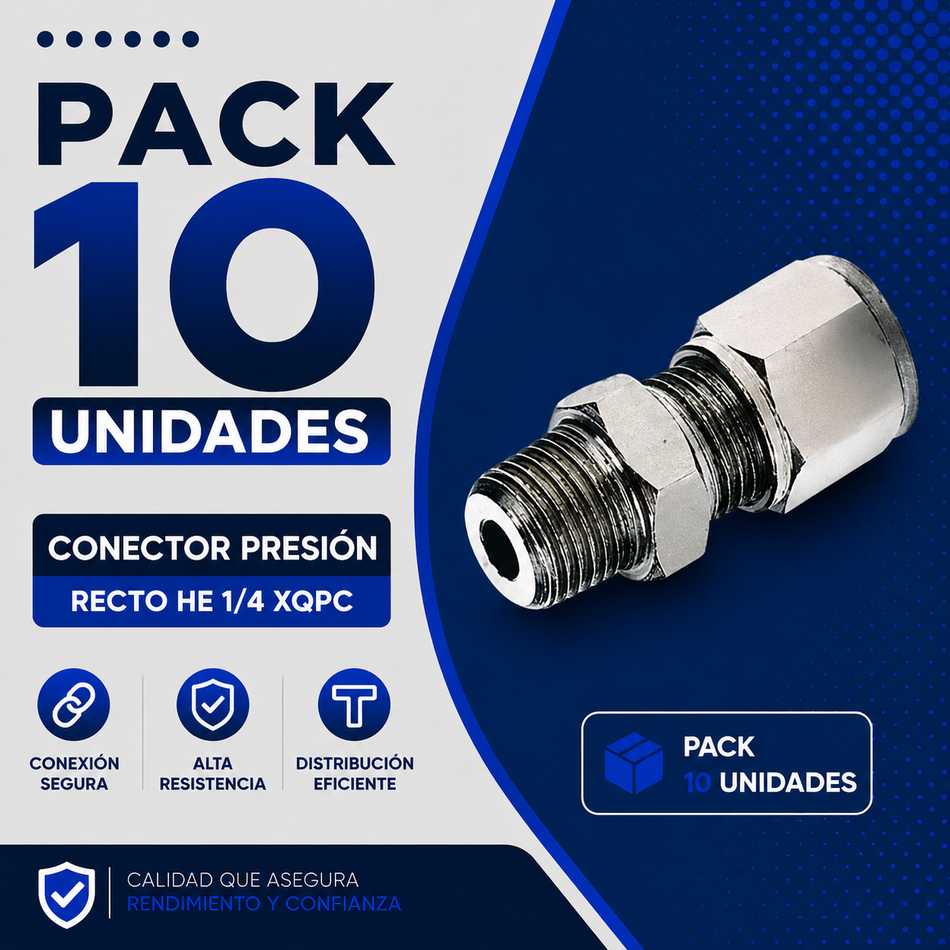PACK 10 UNIDADES - CONECTOR PRESION "RECTO" HE 1/2 XQPC-10-04