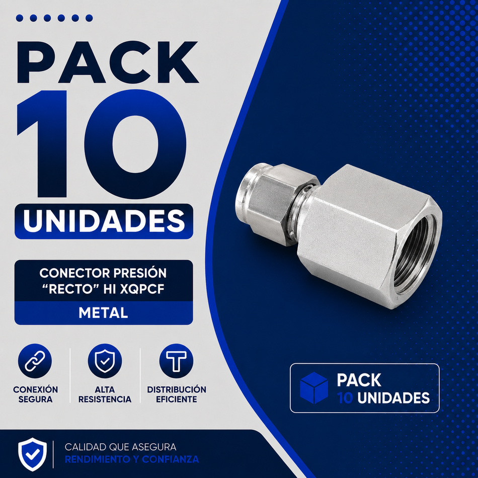 PACK 10 UNIDADES - CONECTOR PRESION "RECTO" HI 1/2 XQPCF-10-04