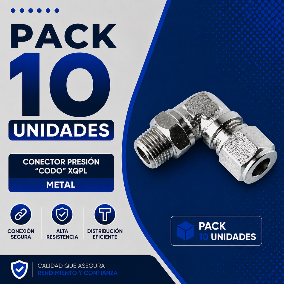 PACK 10 UNIDADES - CONECTOR PRESION "CODO" HE 1/2 XQPL-10-04
