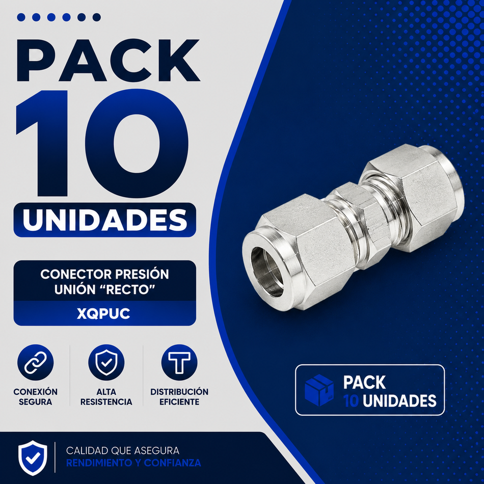PACK 10 UNIDADES - CONECTOR PRESION UNION "RECTO" XQPUC-06