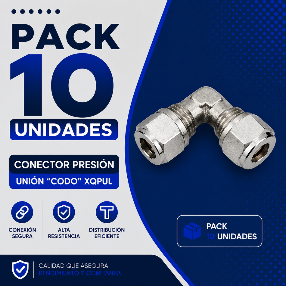 PACK 10 UNIDADES - CONECTOR PRESION UNION "CODO" XQPUL-06