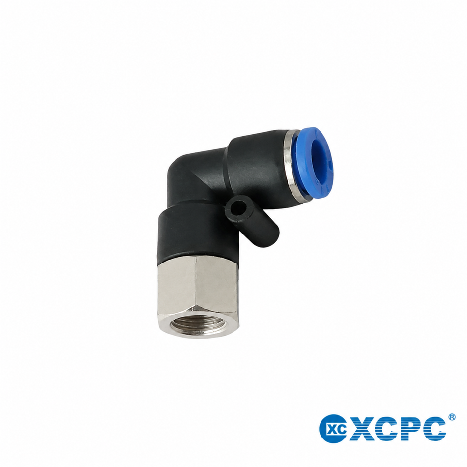 CONECTOR RAPIDO 16MM "CODO 90°" HEMBRA HI 3/8" XPLF-16-03